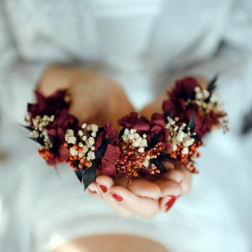 tocados para novia con flores
