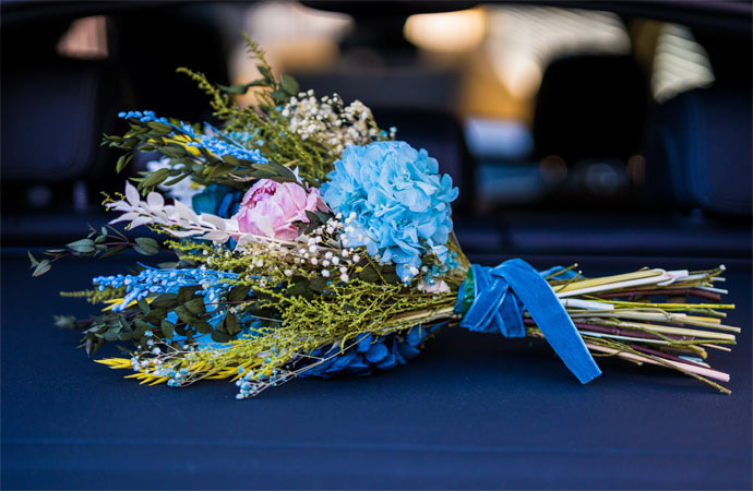 ramo de novia tonos azules