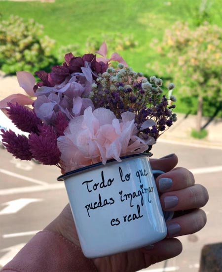 tazas regalo original flores preservadas